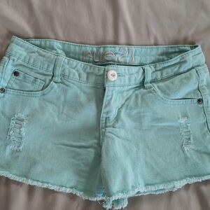 Rue21 Women's Light Blue Distressed Jean Shorts